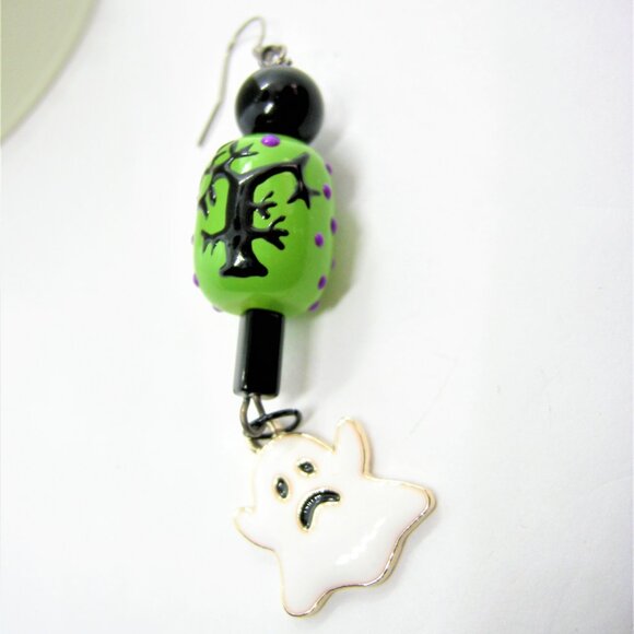 Spooky Trees lampwork earrings - purple, green or mix & match - Picture 3 of 13